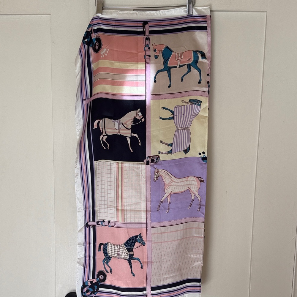 Vintage Elegant Horse Print Skirt - Multicolor
